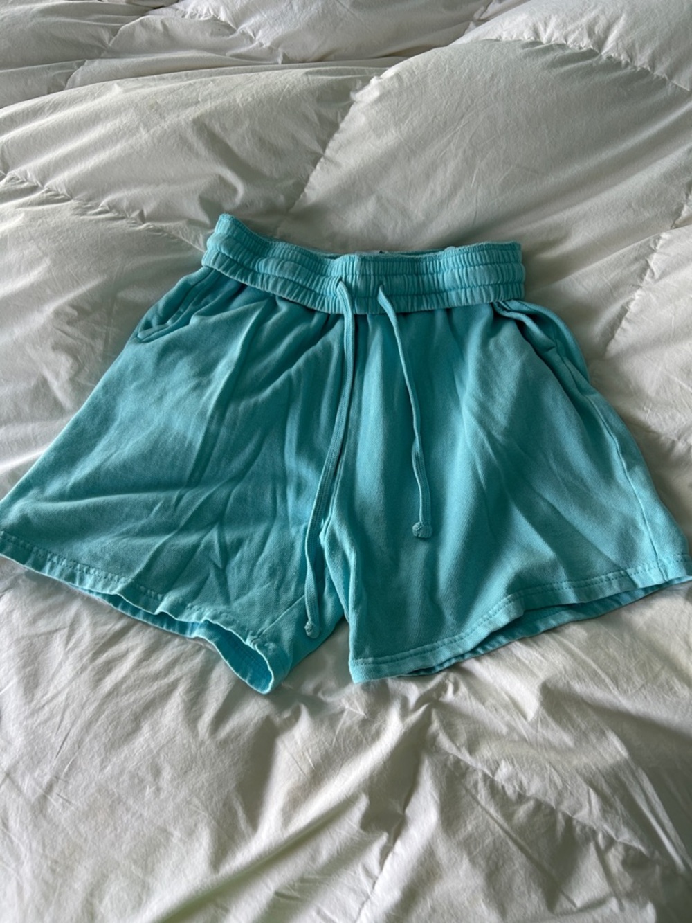Garage Aqua Drawstring Athletic Shorts